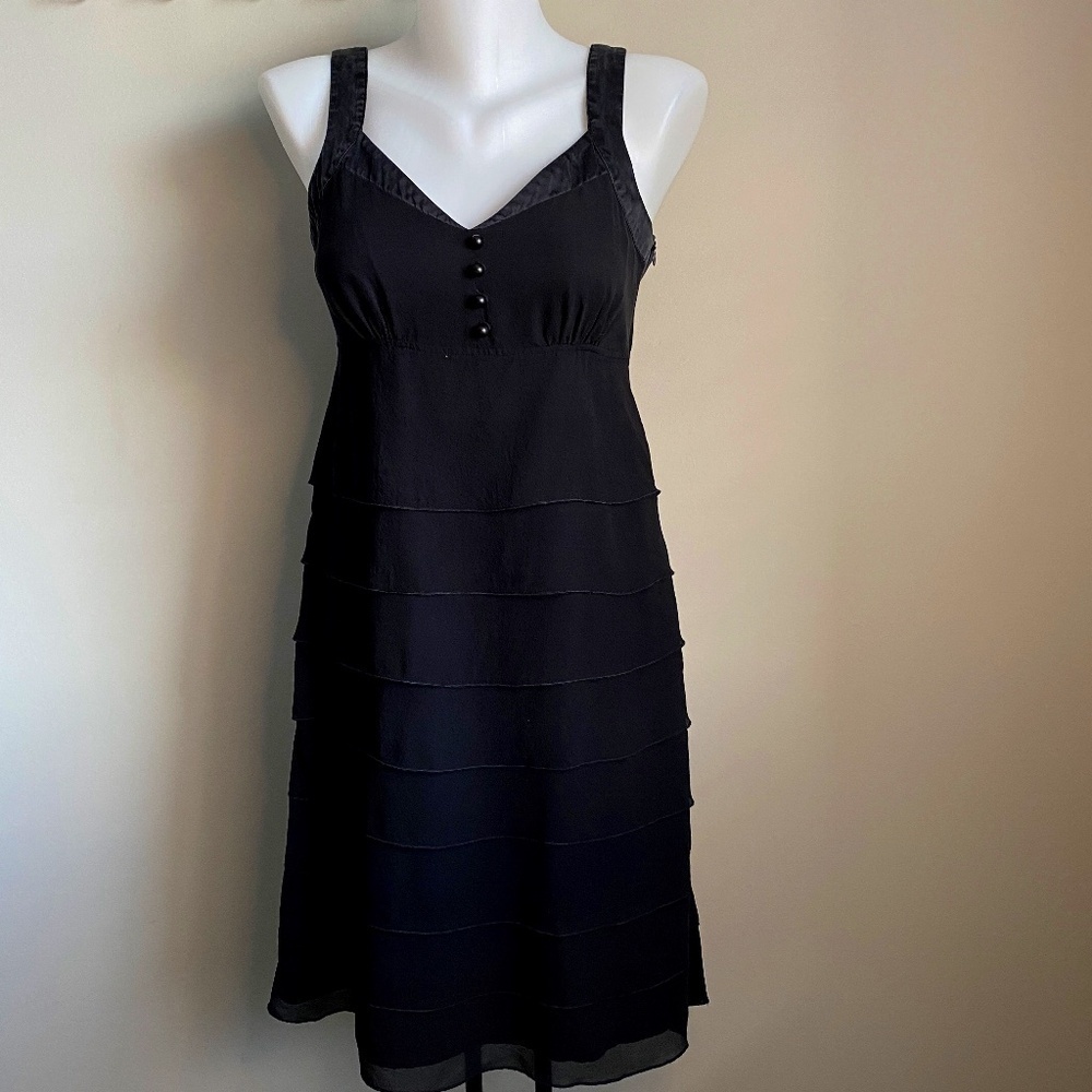 Kensie Black Tiered Midi Dress
